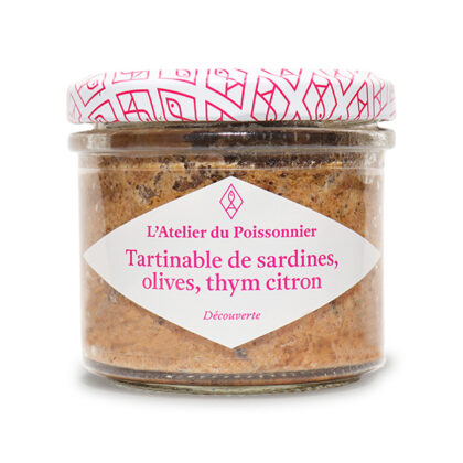Rillettes de sardines, olives noires, thym citron